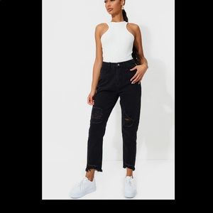 Pretty Little Thing Distressed Slim Mom Jeans